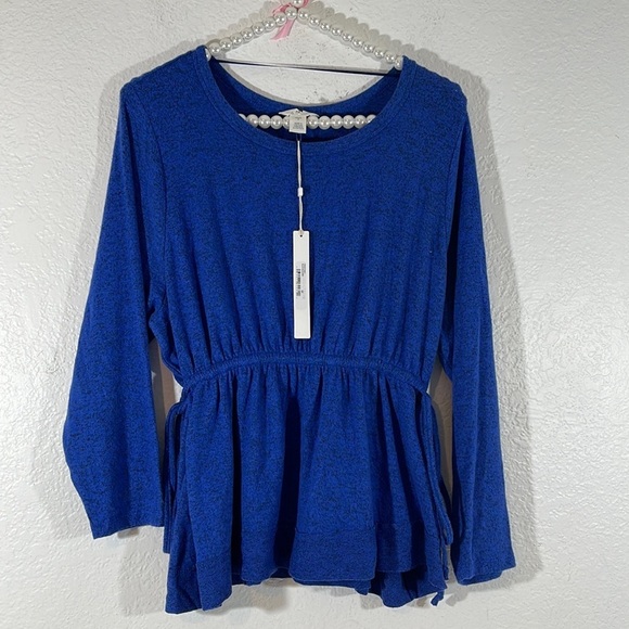 Caslon Tops - Caslon Top Blue Soft Long Sleeve Drawstring Waist Comfortable Size Small Petite